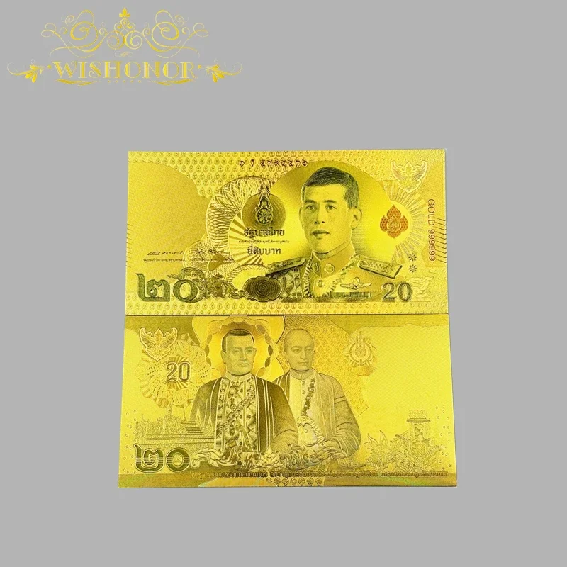 أوراق نقدية تايلانية مطلية بالذهب عيار 24 ، مطلية بالذهب للجمع ، 10 ، تايلاندي ، جديد
