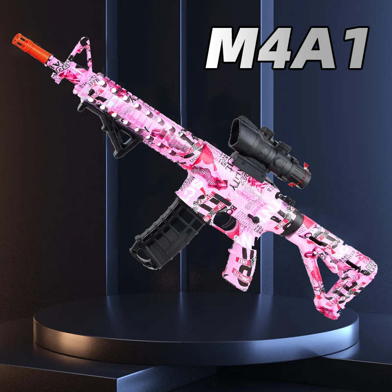 야외 인터랙티브 부모-자녀 게임용 장난감 총, 오렌지 플러그 및 더블 탄창, 고속 버스트 M416 젤 볼, 7.4V