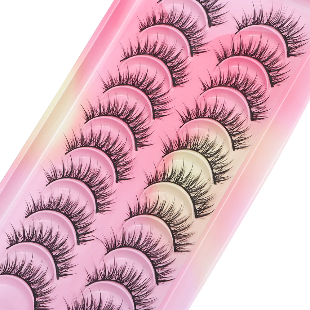 Beauty 3D Silk Fiber False Eyelashes Natural Makeup Thick Cross Eye Extension Tools Messy Handmade Voluminous Lashes