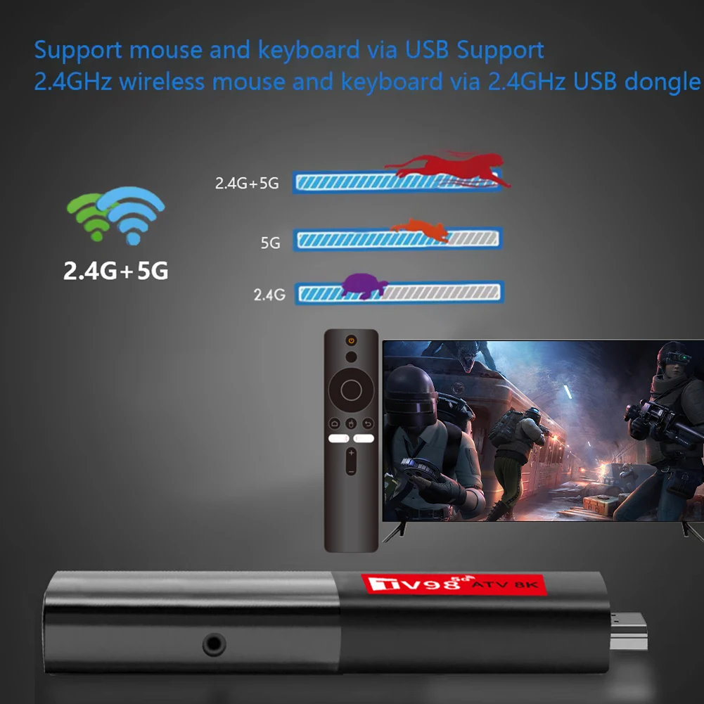 TV98 ATV Smart TV Stick Android 14 H618 2,4G 5G Dual WiFi BT5.0 Video Set Top TV Box H618 Quad Core Media Player Set Top Box