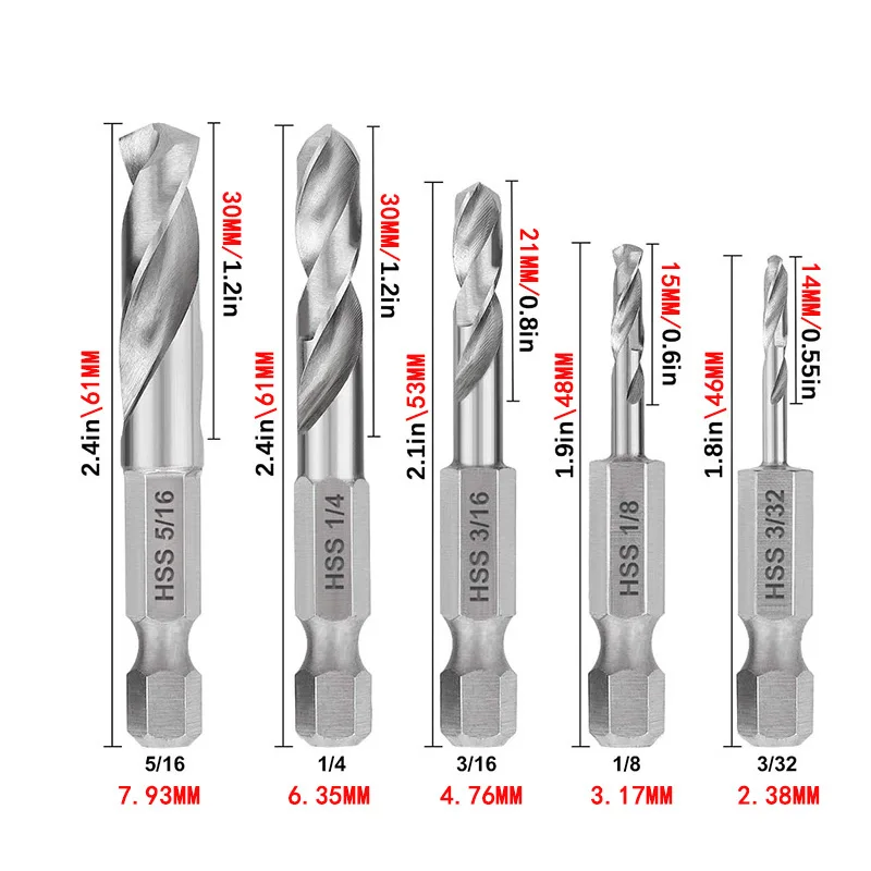 Imagem -05 - Broca de Haste Reta para Madeira e Metal Hss m2 Metric Titanium Coated 6.35 mm Hex Shank 32 16 16