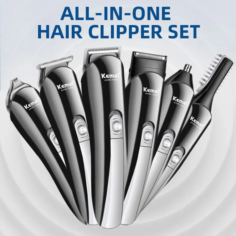 Kemei เครื่องโกนหนวดไฟฟ้าชาร์จไฟได้6 in 1, เครื่องโกนหนวดไฟฟ้าเครื่องโกนหนวดเคราเครื่องโกนหนวดอุปกรณ์โกนหนวดสำหรับผู้ชาย