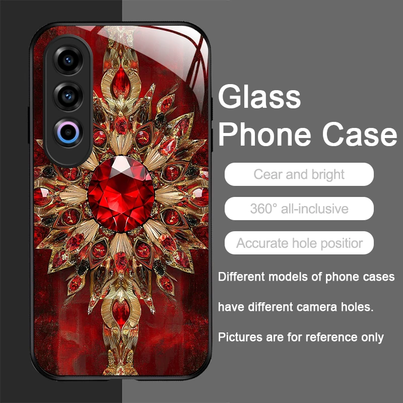 حافظة هاتف أنيقة من الزجاج المقسى على شكل قلب من الأحجار الكريمة لهاتف Oneplus 13R 12 11 10 9 Nord CE4 3 2 Lite ACE2 ACE3 Pro