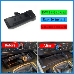 15W car wireless charging for audi A4 B8 A5 Q5 S5 RS5 A6 C7 A7 RS6 phone charger fast charge mobile holder accessories interior