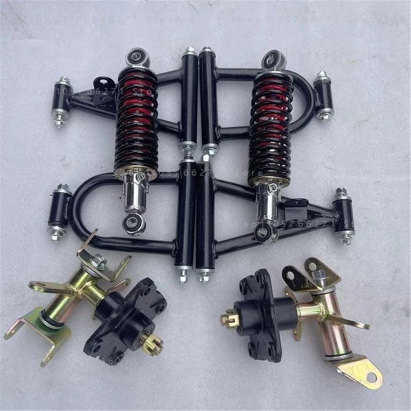 Front Suspension Kit Swing Arm Steering Knuckle Spindle 4 Stud Flange Shock Absorber for DIY Electric Go Kart ATV