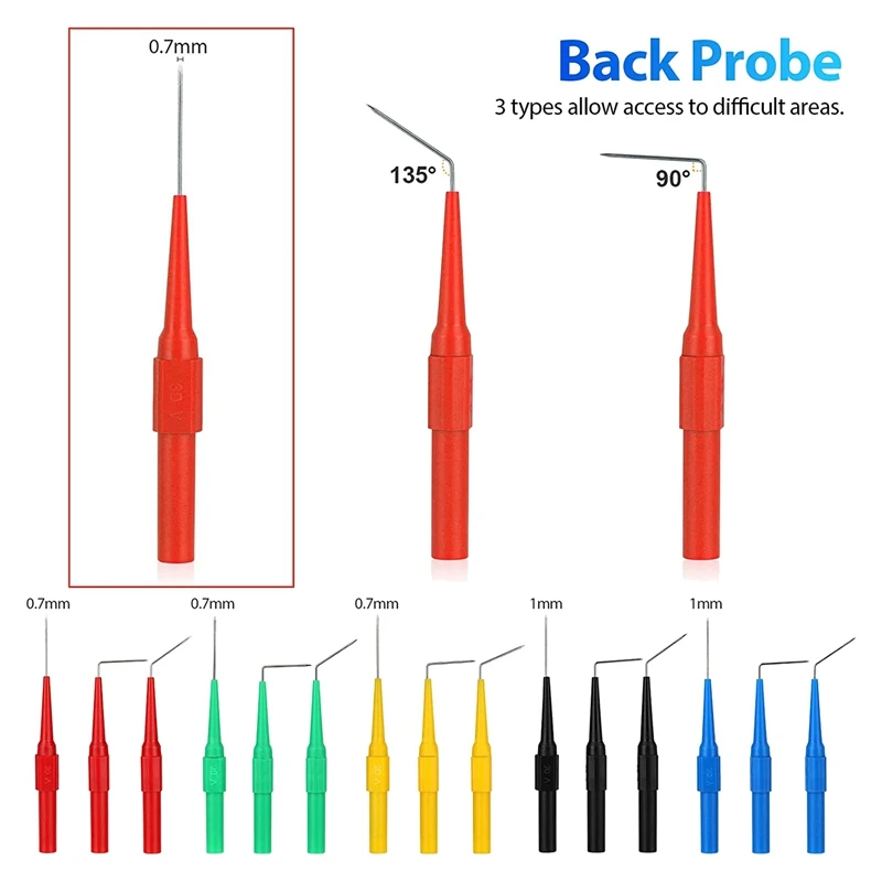 25 Piece Automotive Test Lead Kit, Back Probe Alligator Clip, Alligator Clip To 4Mm Banana Plug Test Probe Back Probe