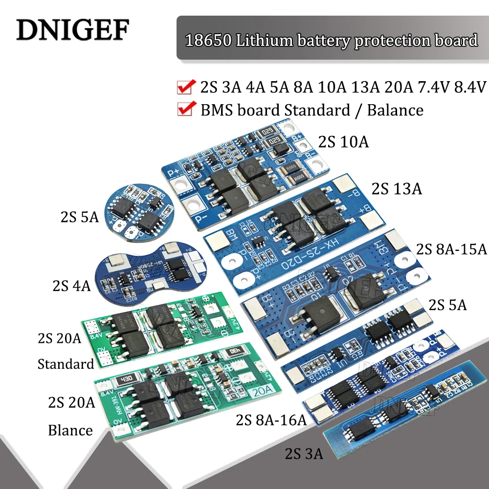 2S 3A 4A 5A 8A 10A 13A 20A 7.4V 8.4V Li-ion 18650 Lithium battery protection board / BMS board Standard / Balance