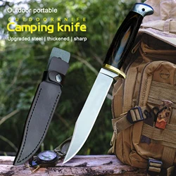 Japan 9CR18MOV outdoor tactical straight knife north American hunting knife ebony all-in-one steel tactical knife