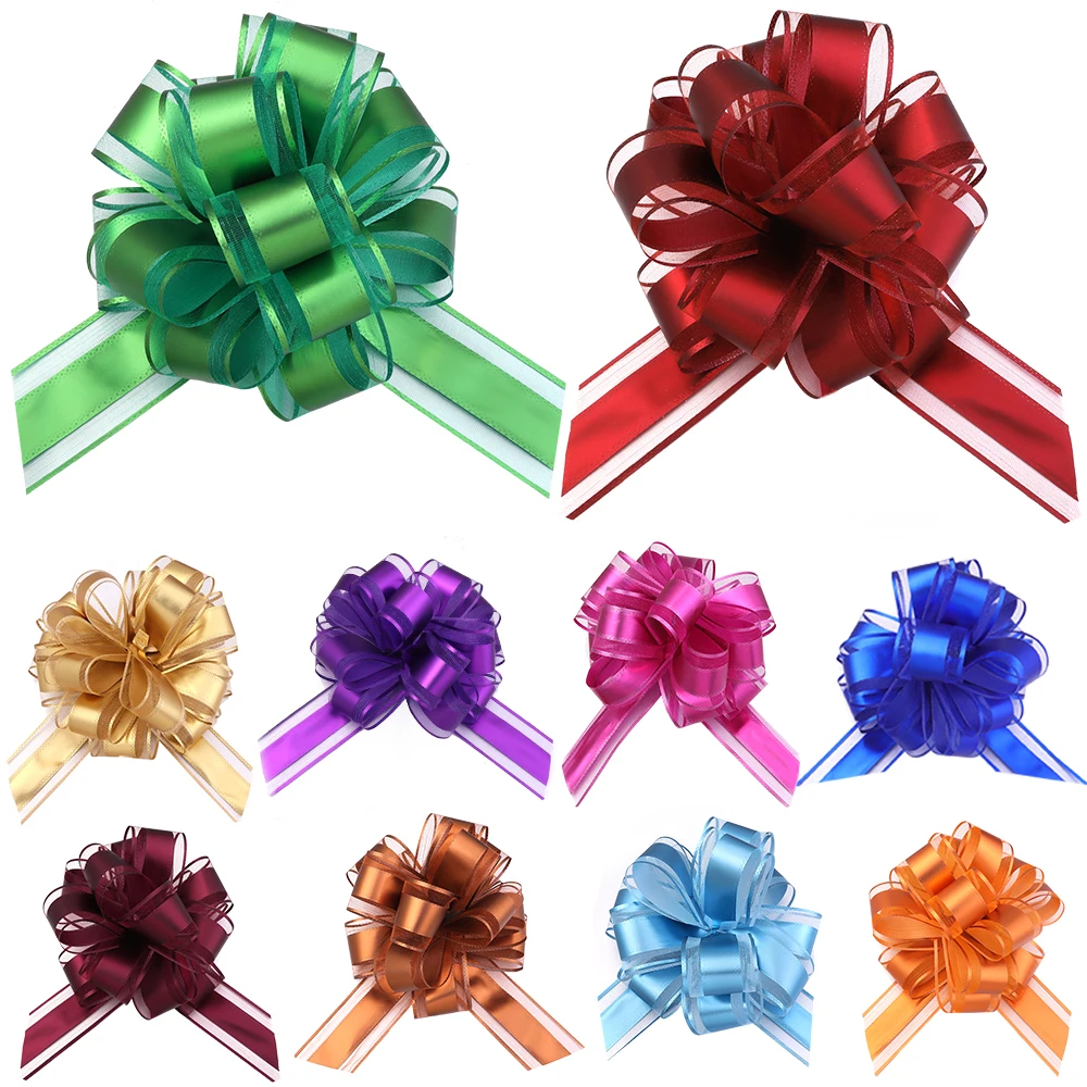 2/10PCS Snow Yarn Pull Bow Ribbon Big Bow For Gift Wrapping Decoration Birthday Wedding Christmas Pull Flower Party Decoration