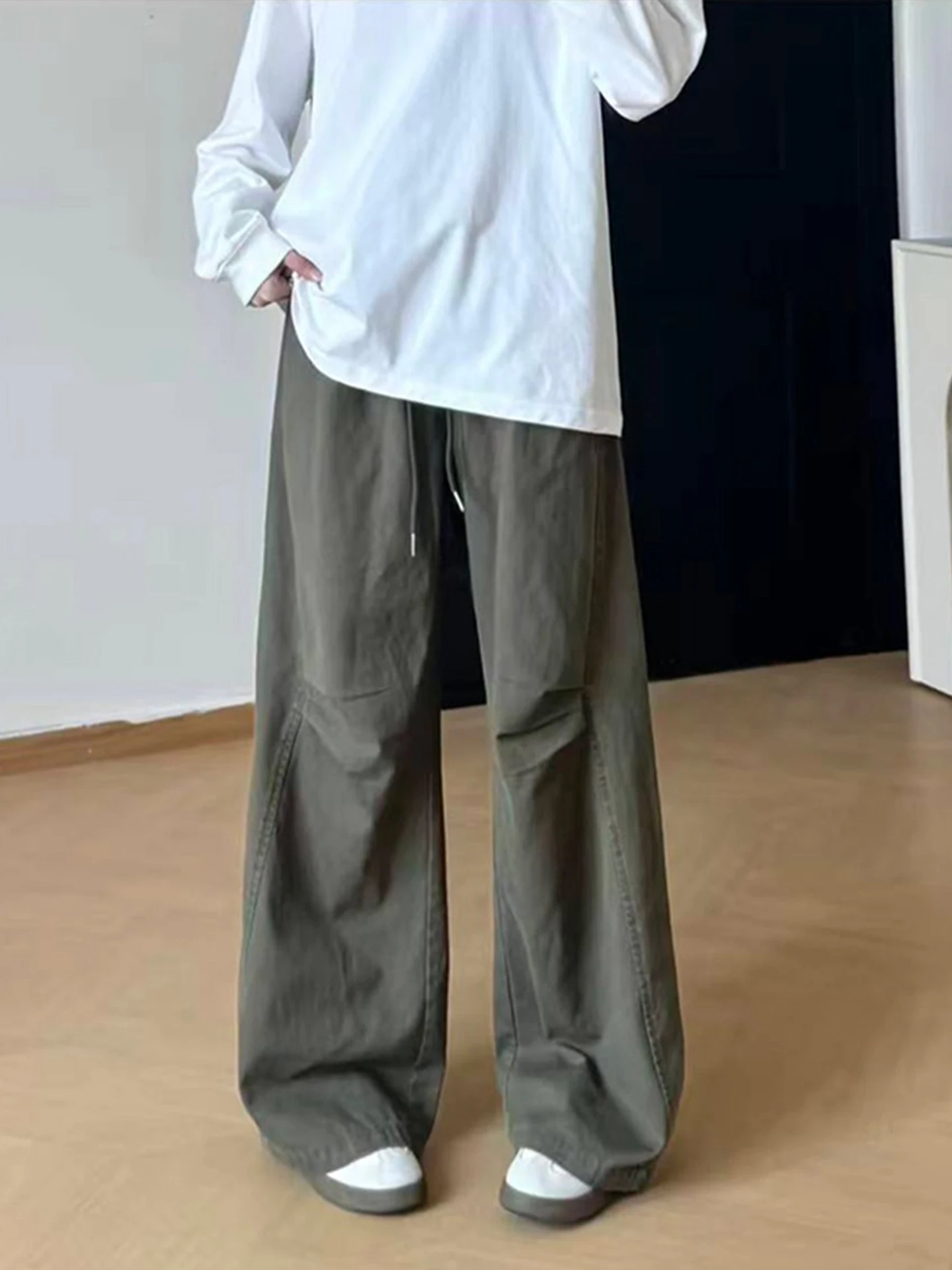 

Military een Folded Blade Men's Autumnal American Paratrooper Work Pants Cleanfit Waed Cotton Wide Leg Long Trousers