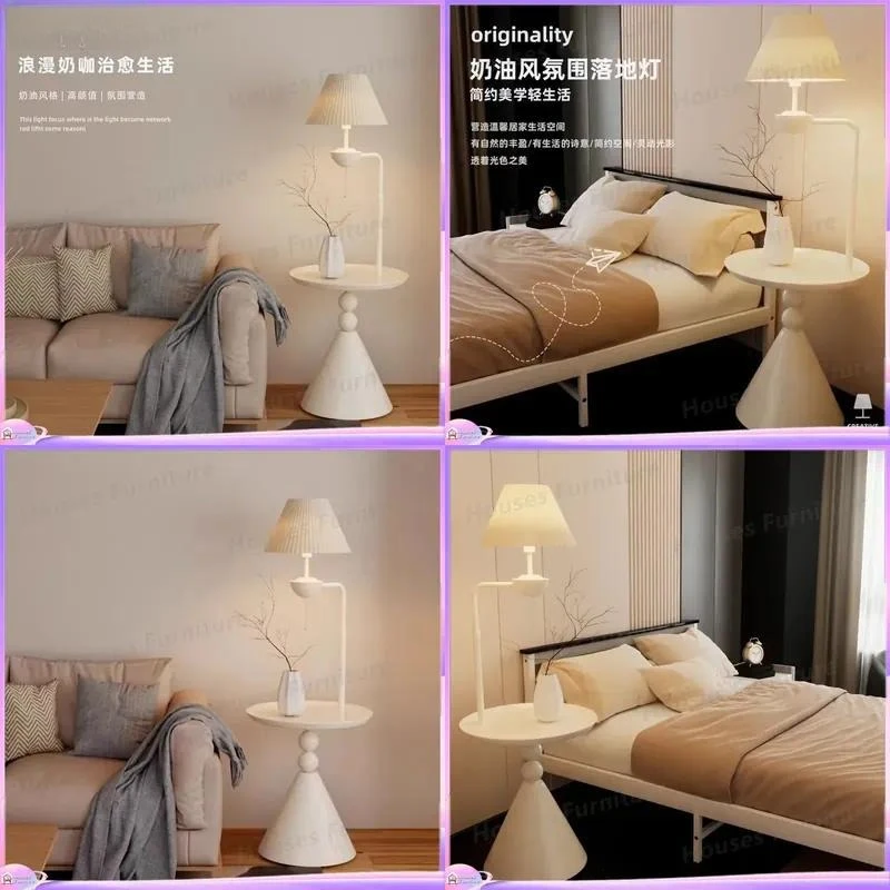 For Floor Lamp with Shelf and Tea Tray Integrated Bedside Table Living Room Sofa Side End Table Modern Atmosphere Desk Light