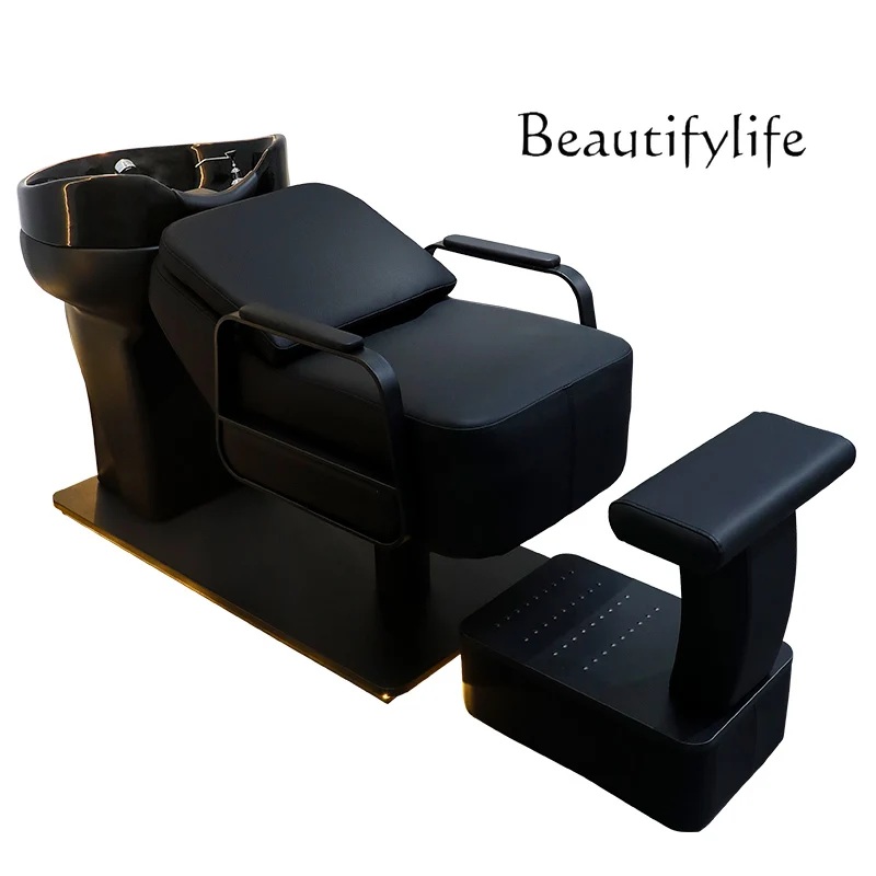 

Ceramic Basin Shampoo Chair Special for Hair Salon Sitting Half Lying Hair Salon Stainless Steel Flushing Bed