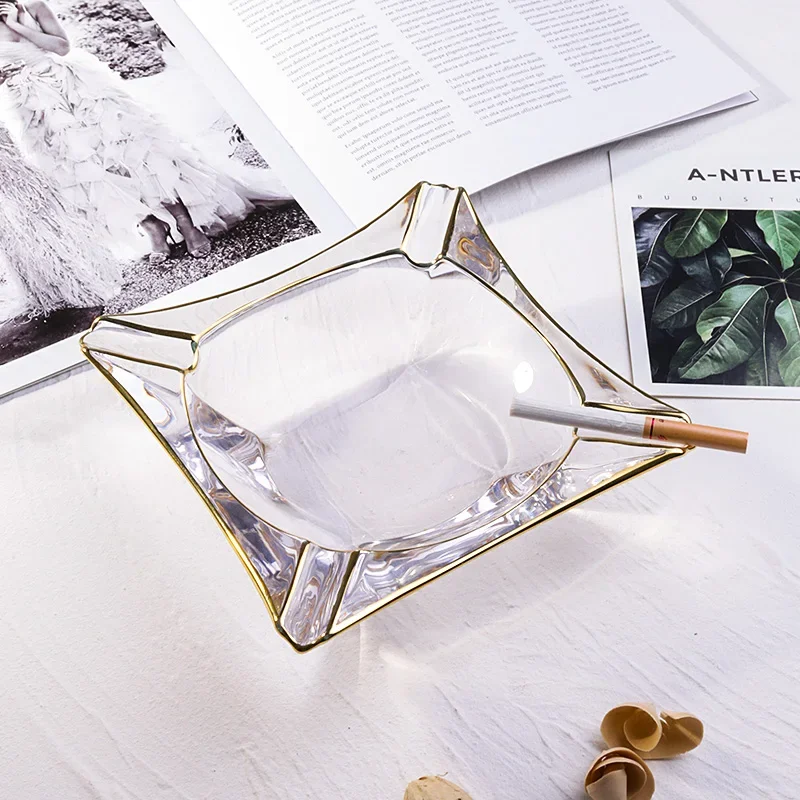Phnom Penh Transparent Glass Ashtray Square/triangle/ Boat Shape Ash Storage Box Decorative Ornaments Crystal Soot Tray