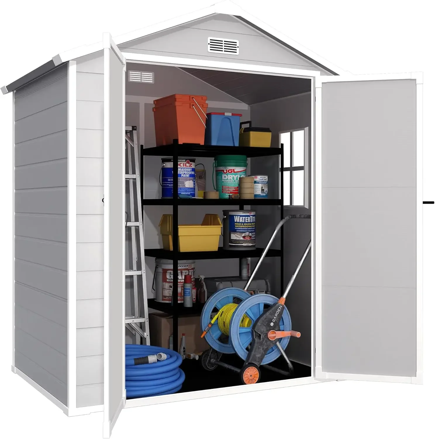 Outdoor Storage Shed,6X4 Ft Resin Shed With Floor Included,Weather-Resistant Plastic Shed With Window,For Garden/Backyard/Patio