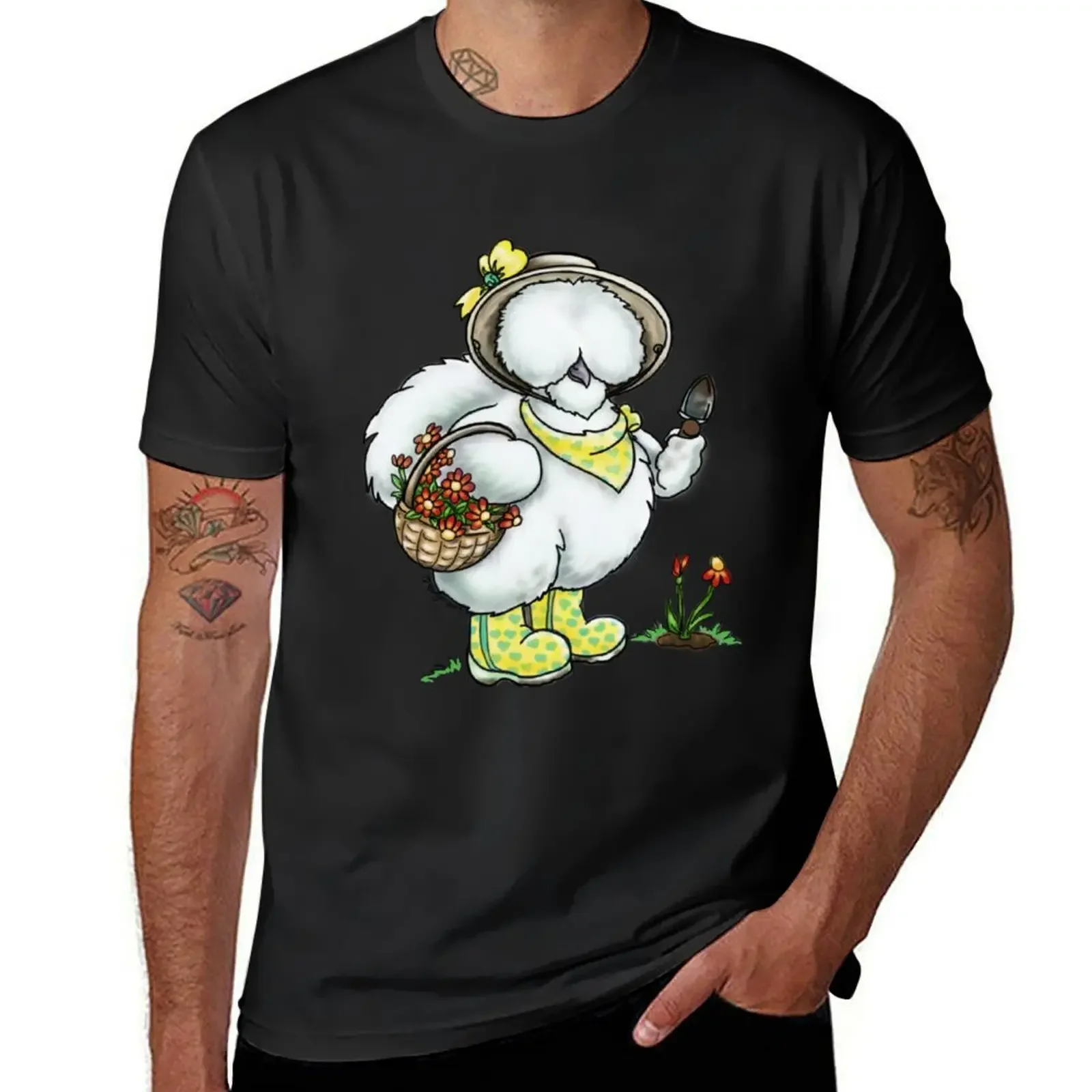 Sillkie Chicken Gardening T-Shirt Blouse tees t shirt men 100℅ cotton