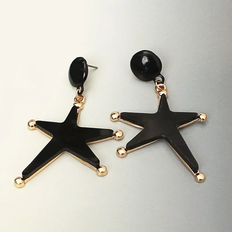 Fashion New Trendy 5 Colors Exaggerate Five-pointed Star Earrings For Women Cute Star Dangle Big Acrylic Earrings Accessories