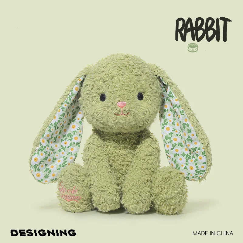 38CM Pastoral Style Hanging ear Rabbit Plush toy With Soft PP Cotton Filling Cute Green Rabbit as a Companion Toy For Children