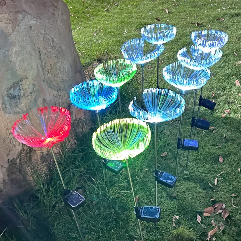 Outdoor Waterproof Solar Led Fiber Optic Jellyfish Light Atmosphere Decorative Light Garden Garden Villa Ground Lawn Light