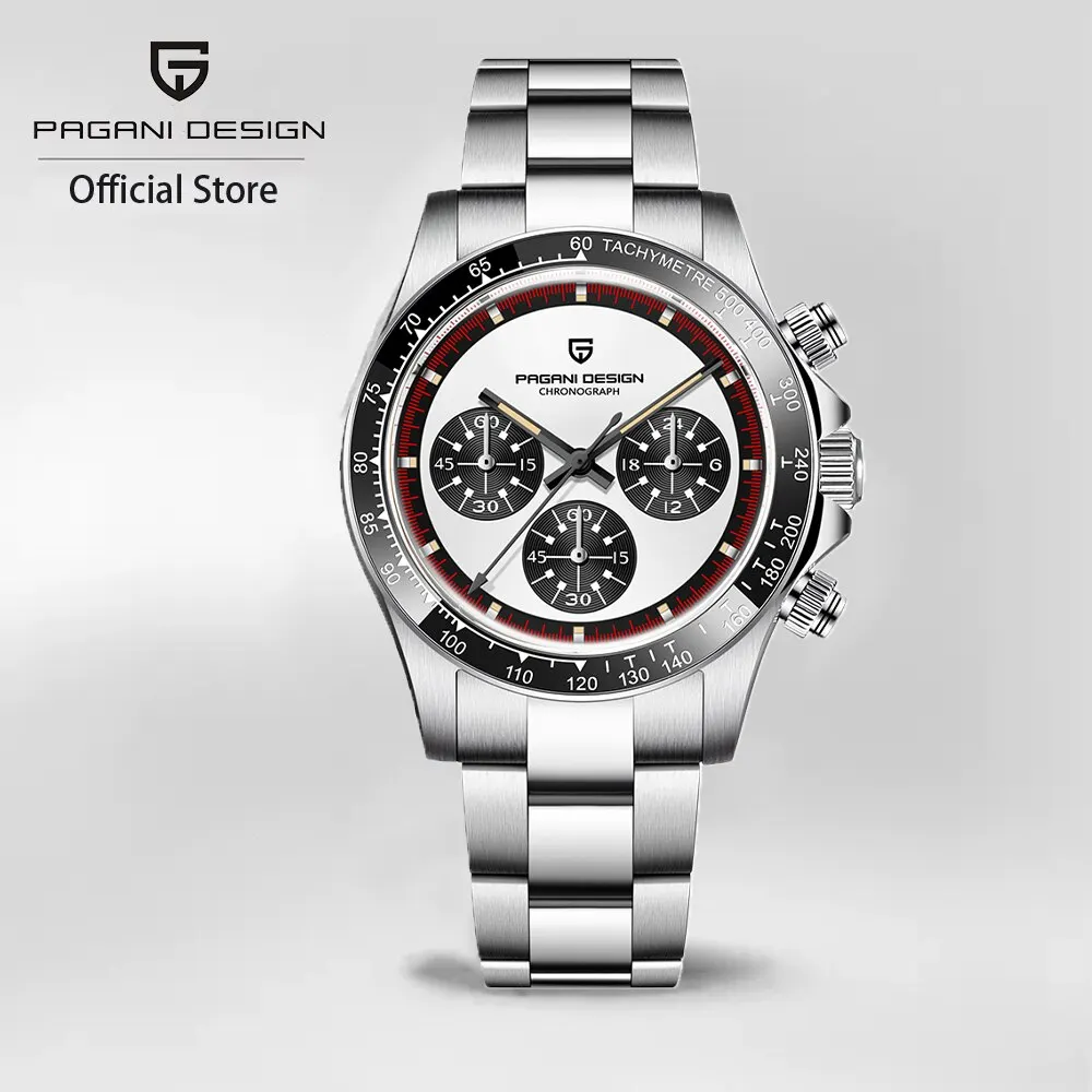 PAGANI DESIGN 2024 New Men Quartz Wristwatch Fashion Ceramic Bezel Chronograph Stopwatch Waterproof 100m Stainless Watch for Men