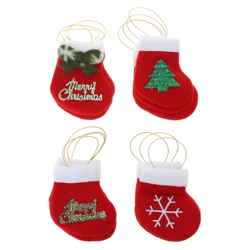 

Mini Christmas Stockings 16pcs/set Wrapping Stocking Pendant Candy Gift Packaging Bags Supplies for Door Window Drop shipping