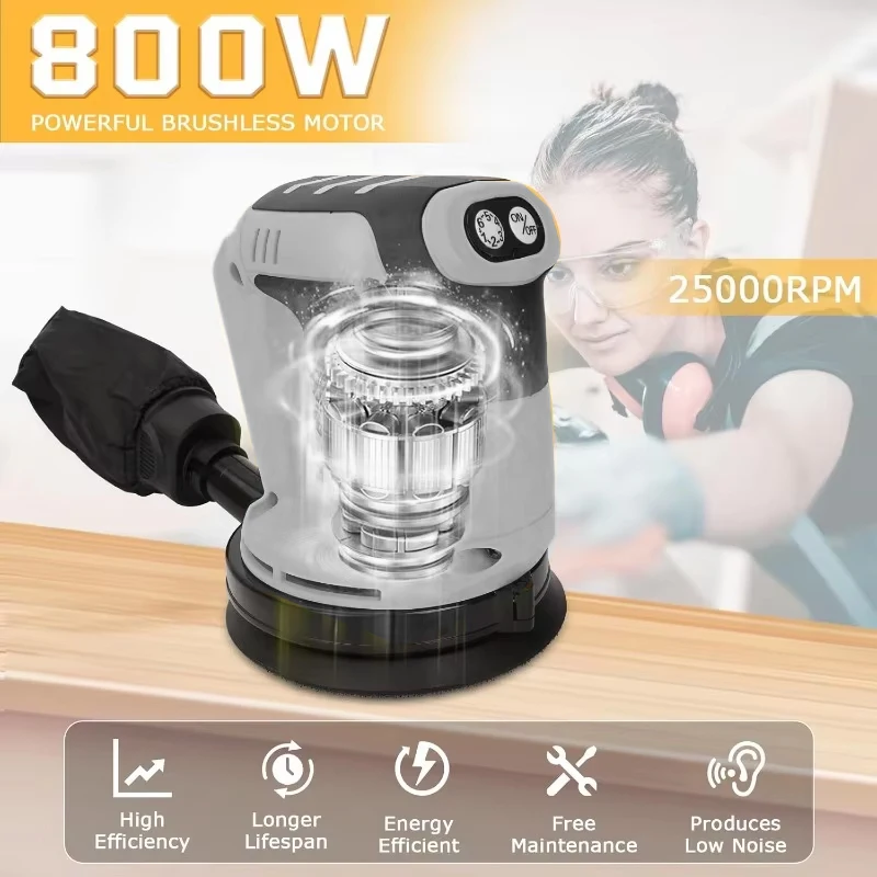 

for Dewalt 20V Battery 125mm Brushless Motor Cordless Orbital Sander Wood Metal Waxing Polishing Grinder