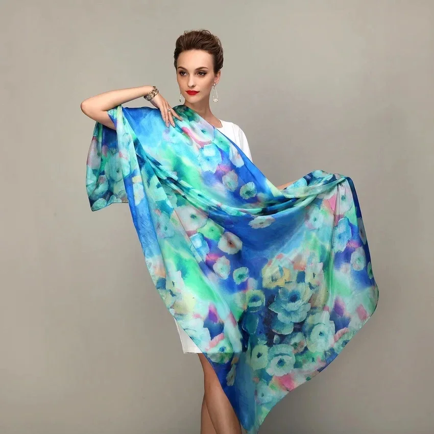 Fashion Women\'s Scarf Hot Sale Mulberry Silk Scarves Shawl Female Long Silk Scarf 180*110cm