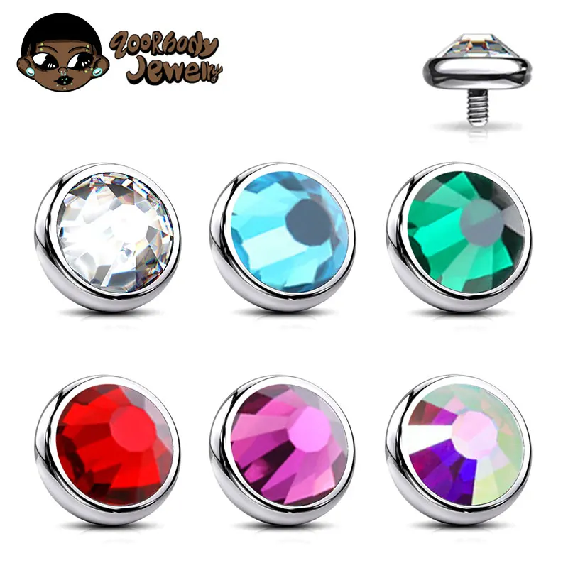 1PCS ASTM F136 Titanium Bezel End Flat Dome Bottom Dermal Anchors Tops Body Unique Jewelry Delicate Design Piercing For Women