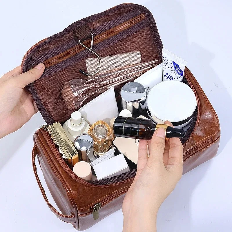 Neceser Vintage de lujo para hombre, neceser de viaje necesario para negocios, estuches de maquillaje, organizador colgante de almacenamiento, bolsas de lavado