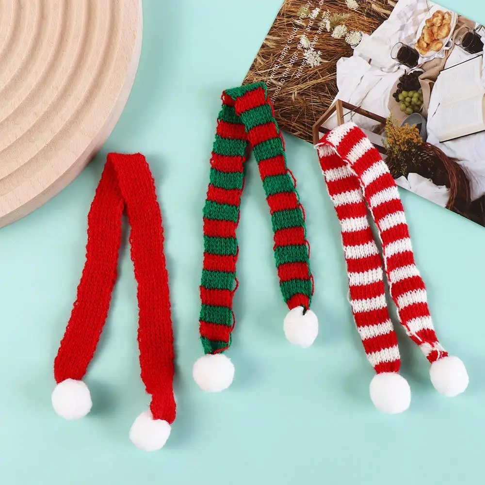 

Acrylic Fibers Mini Scarf Ornament Stripes Red And White Knit Scarf Doll Decoration Mini Knit Mini Knitting Scarf