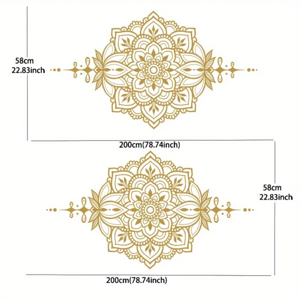 Retro Golden Mandala Flower Decoration Car Side Sticker Vinyl Self-adhesive Paper Motorsport Paint Decal Suitable for Truck Suv view 6
