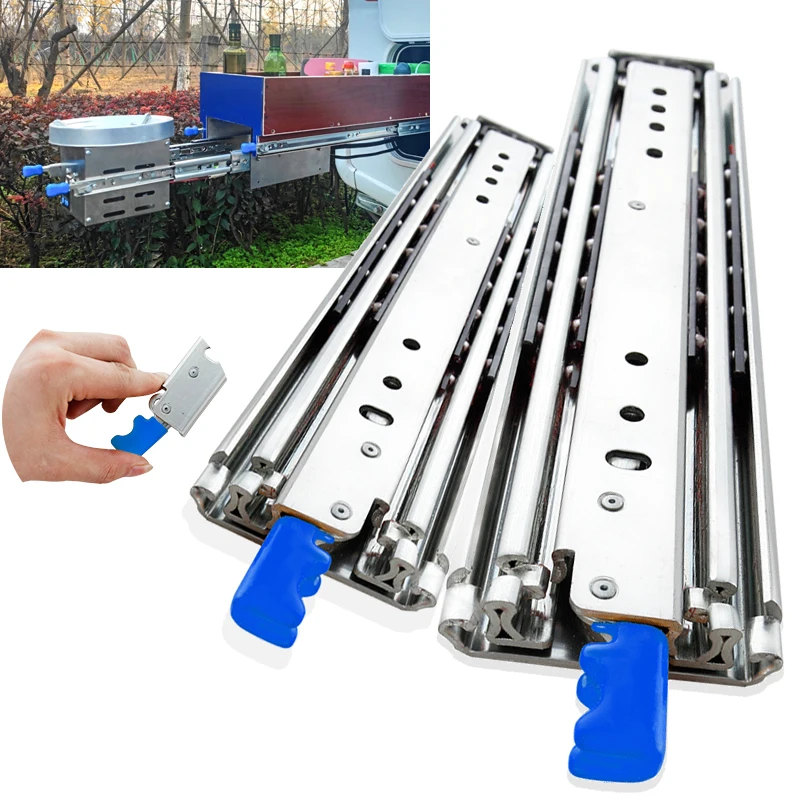 

Heavy Loading With Lock 500LBS Heavy Duty Drawer Slides Sliding Drawer Rail Ball Bearing Full Extension 3-Fold Guide Rail