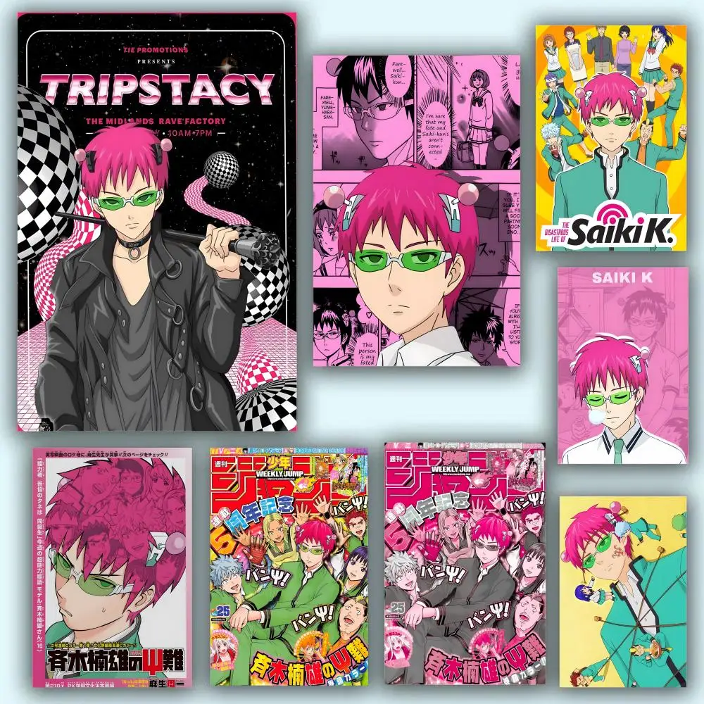 Saiki K Japanisches Anime-Poster, ästhetische HD-PVC-Wandkunst – wasserfest, verschleißfest, für Zuhause, Hotel, Bar