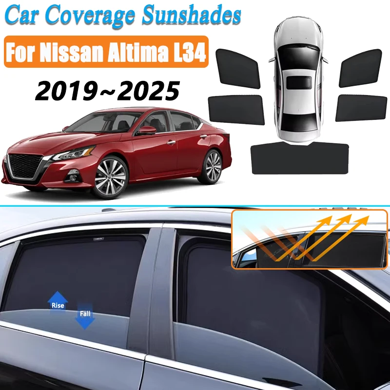 

Автомобильный сетчатый козырек от солнца для Nissan Altima L34, аксессуары 2019 2020 ~ 2025, солнцезащитный козырек для окон, магнитный солнцезащитный козырек
