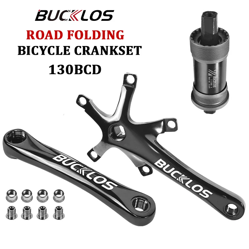 

BUCKLOS Folding Bicycle Crankset 130bcd Chainring 170MM Square Taper Hole Fixed Gear Bicycle Crankset Chain Ring with 5 Claw