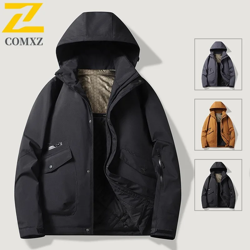 سترة مبطنة للرجال للعمل في الهواء الطلق من COMXZ، سترة مريحة سميكة ودافئة، نمط يومي كاجوال، ملابس شتوية جديدة خفيفة الوزن #3