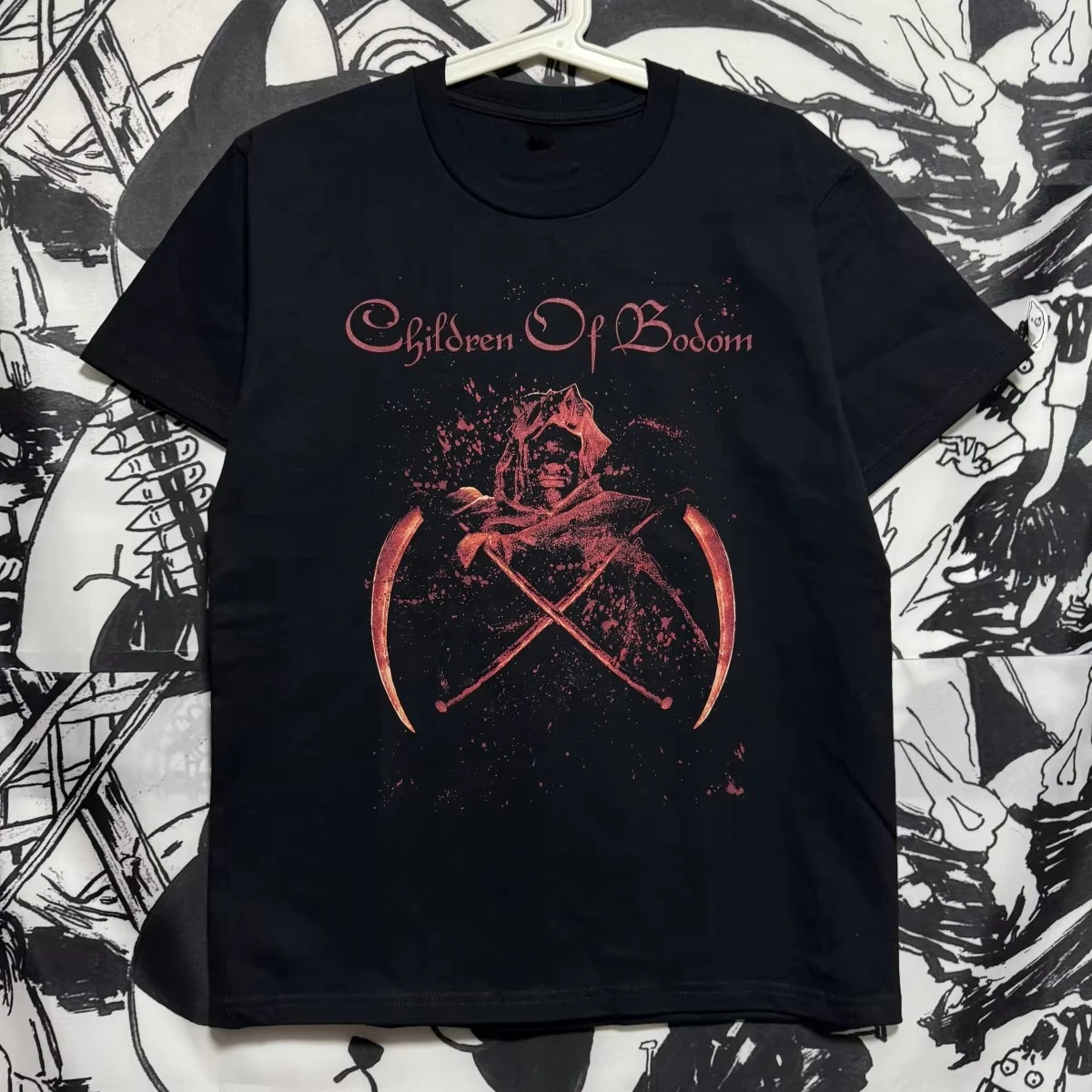 

Children of Bodom Death Rock Heavy Metal West Coast Street Skateboarding Rap Guitar Summer Tshirt Loose Casual T-shirt Men Women