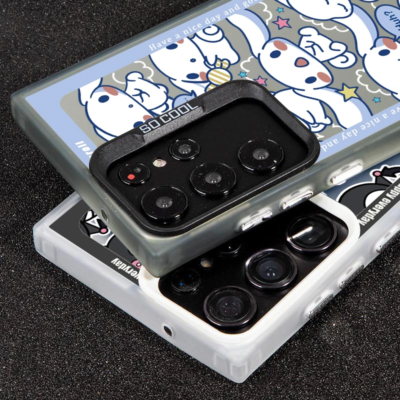 Kuromi Cinnamoroll Sanrio Art For Samsung Galaxy S24 S23 S22 S21 S20 Note 20 Ultra Plus FE 5G Colorful Silver Back Phone Case image 6