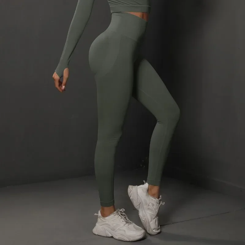 เลกกิ้งไร้รอยต่อหลากสีเอวสูงสำหรับผู้หญิงเลกกิ้งเล่นโยคะยกกระชับสะโพกเซ็กซี่สำหรับใส่เล่นยิมฝึกพิลาทิส