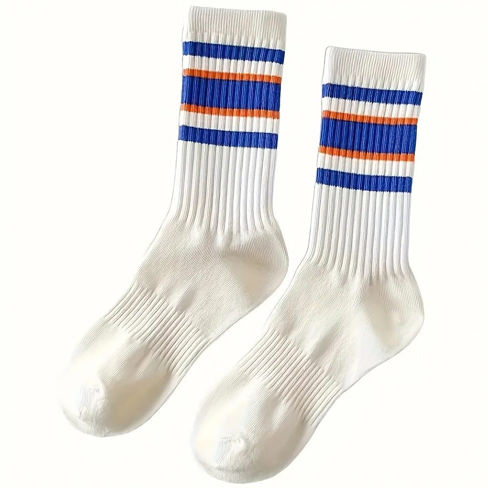 

5 Pairs Women's Striped Socks, Breathable Soft Comfortable in 7 Colors, for Casual & Outdoor Wear
