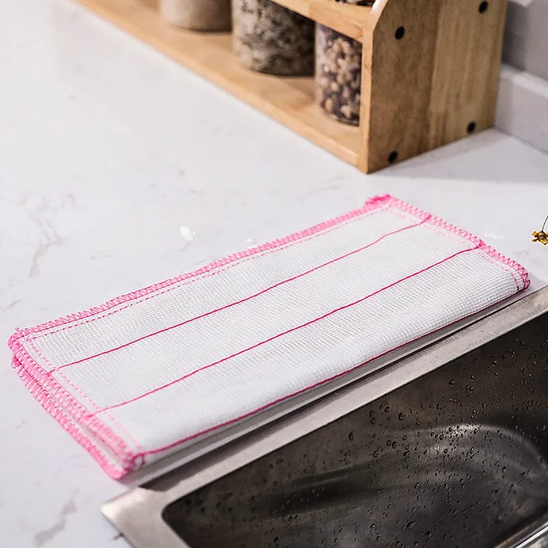 Cotton Dishwashing Cloth with 5 Layers of Thickened Large Size That Does Not Shed Hair. Kitchen Cloth Made of Bamboo and Wood Fi