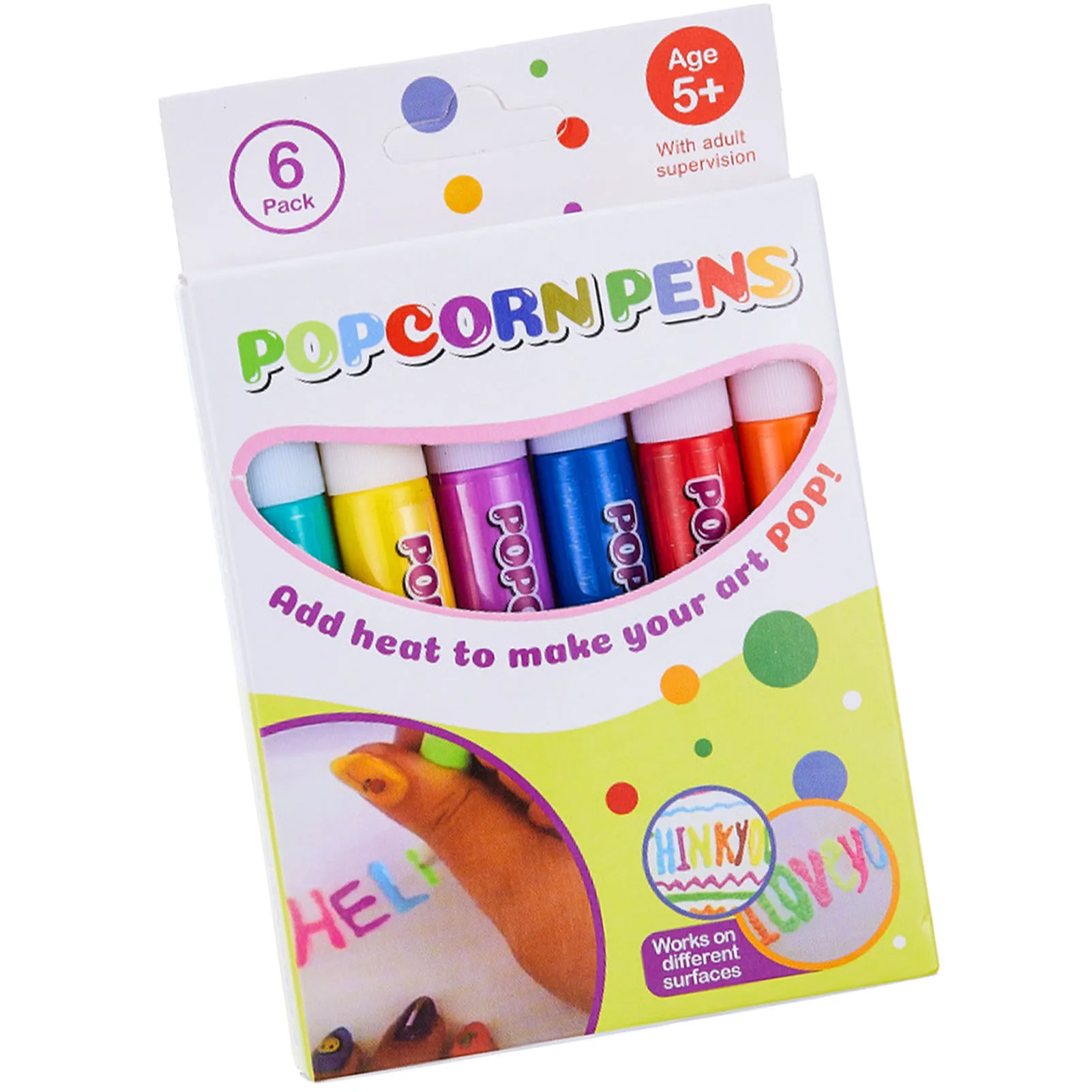 6pcs DIY Bubble Popcorn Drawing Pens 3D Magic Puffy Effect Drawing Pens for Kids 3D Cards Decorating