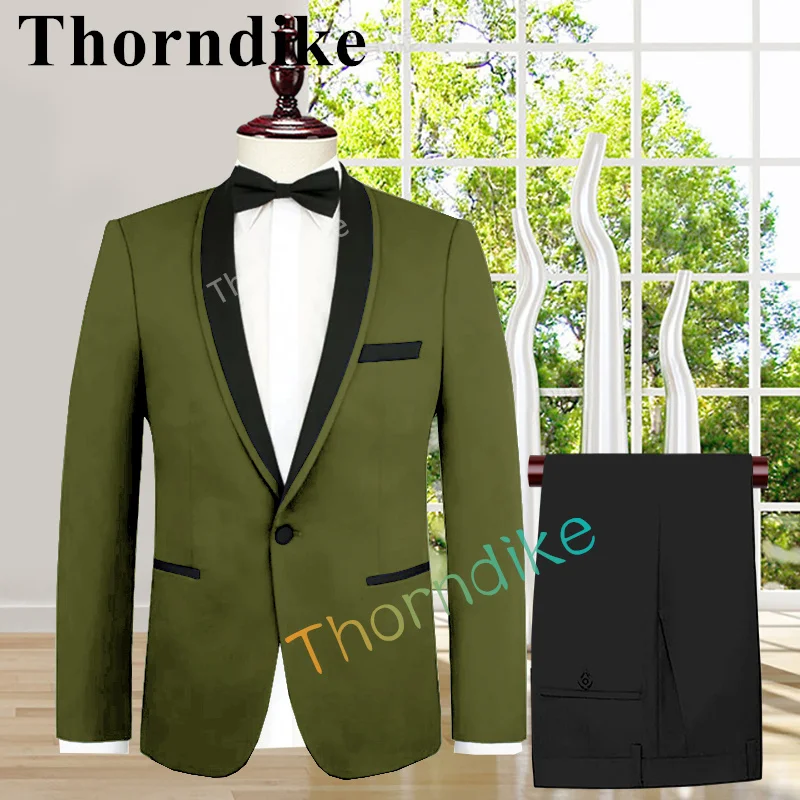 

Thorndike Army Green Men's Suits Elegant Prom Wedding Tuxedo Suit for Men 2pcs Blazer Jacket Pants Set Costume Homme Slim Fit