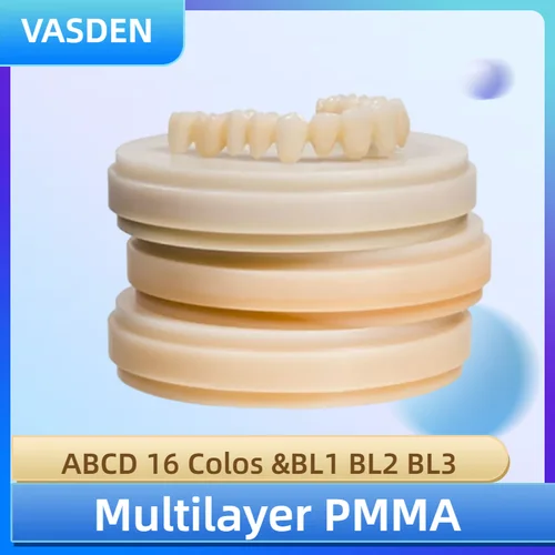 Imagen 1 del producto Material de laboratorio Dental de disco PMMA multicapa de 98mm, bloque de resina en blanco de fresado de leva Cad PMMA