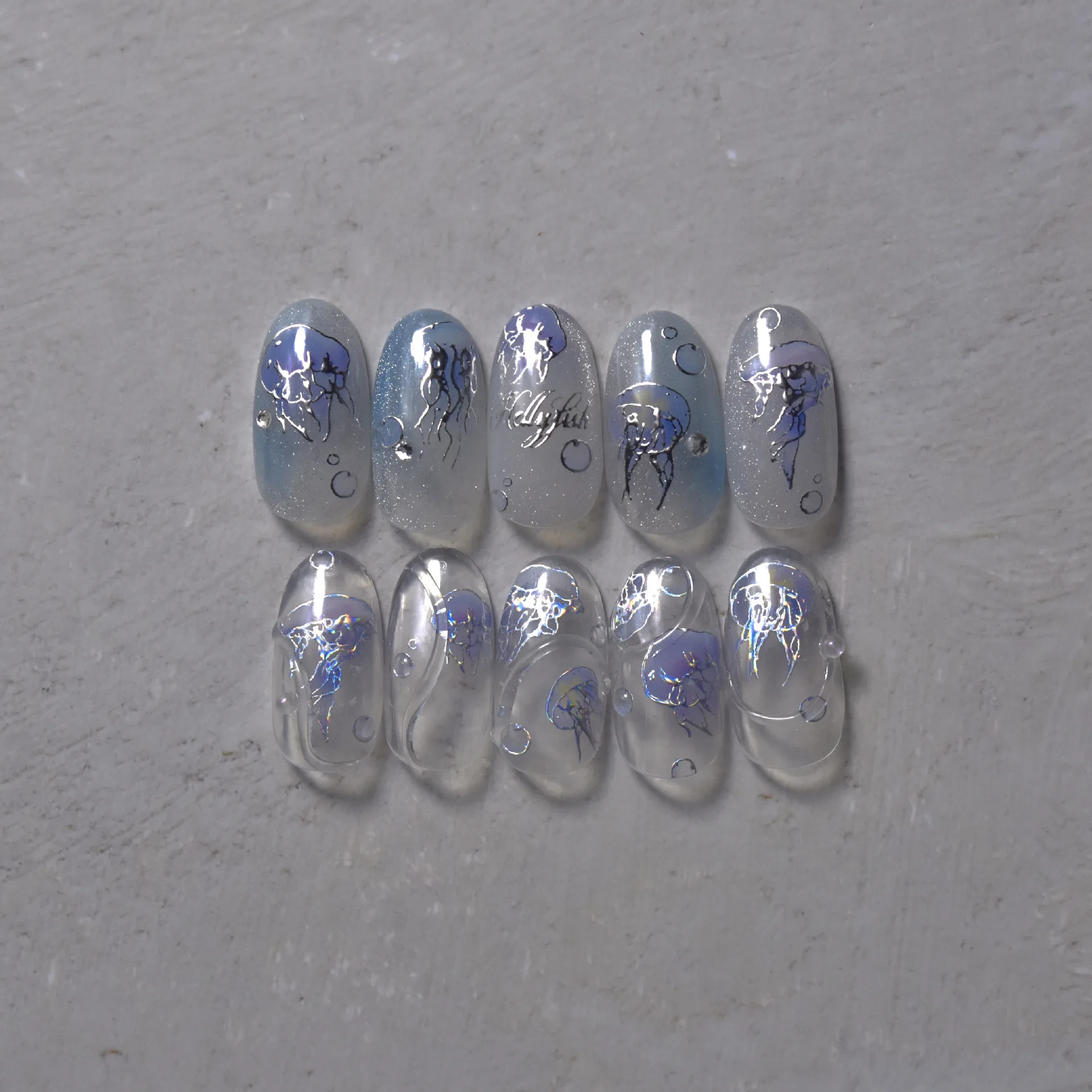 Cool Summer Blue And White Jellyfish Thin And Tough Nail Art Stickers DIY Manicure Decal Decoration T-1369