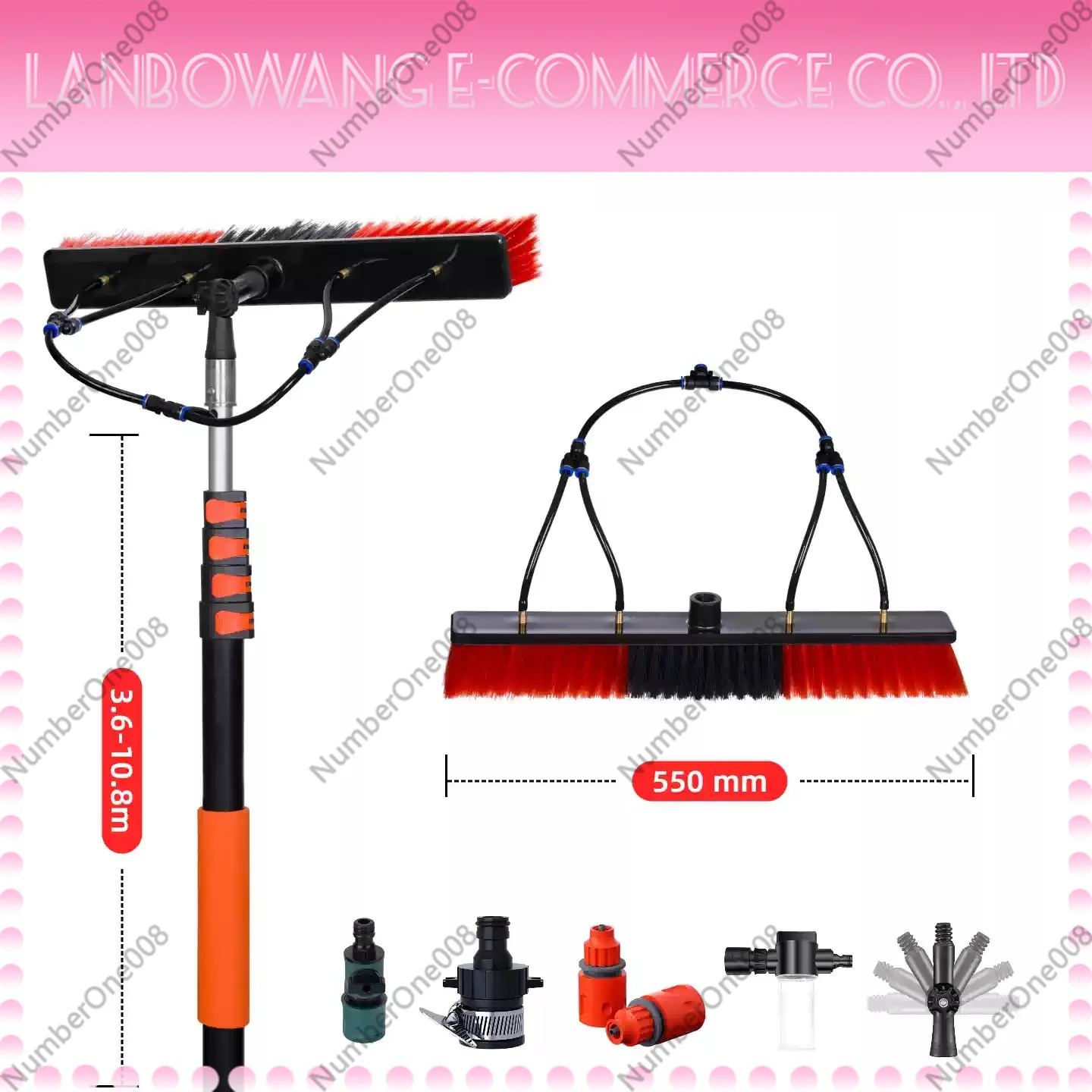 

Solar photovoltaic panel glass curtain wall cleaning brush, telescopic rod water brush, cleaning tool brush set