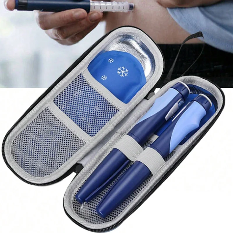 Insulated Portable Insulin Cooler Bag - Friendly Cold Ice Pack Physical Cooler Box Lightweight Simple Zipper Tote Bag Suitcase,