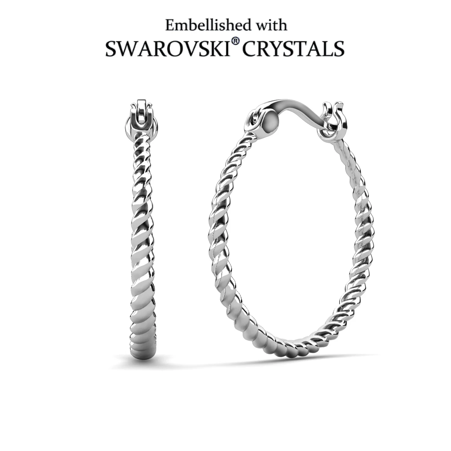 Twisted Hoop Earrings Embellished with Swarovski Crystals Minimalist Chic Twisted Earrings Bridal Prom Holiday Gift