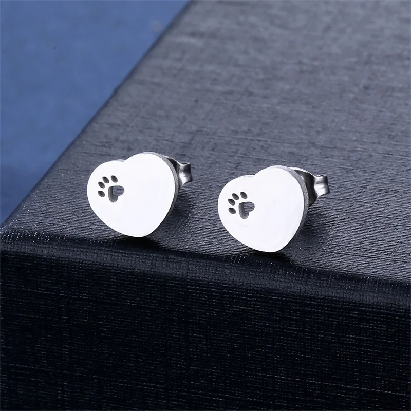 316L NEW Stainless Steel Pendant Heart earrings Necklace set women Footprint Jewelry Daughter Mother\'s Day Gifts Choker TZ123