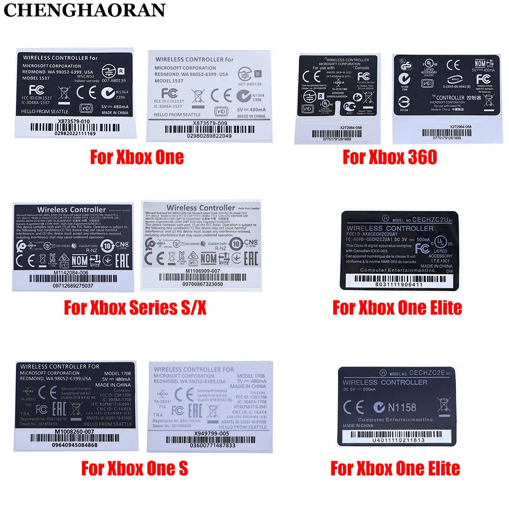 

2pcs For Xbox 360 Controller Skin Sticker Label For Xbox One S Slim Series S X Game Handle Back Stickers Repair Accessories