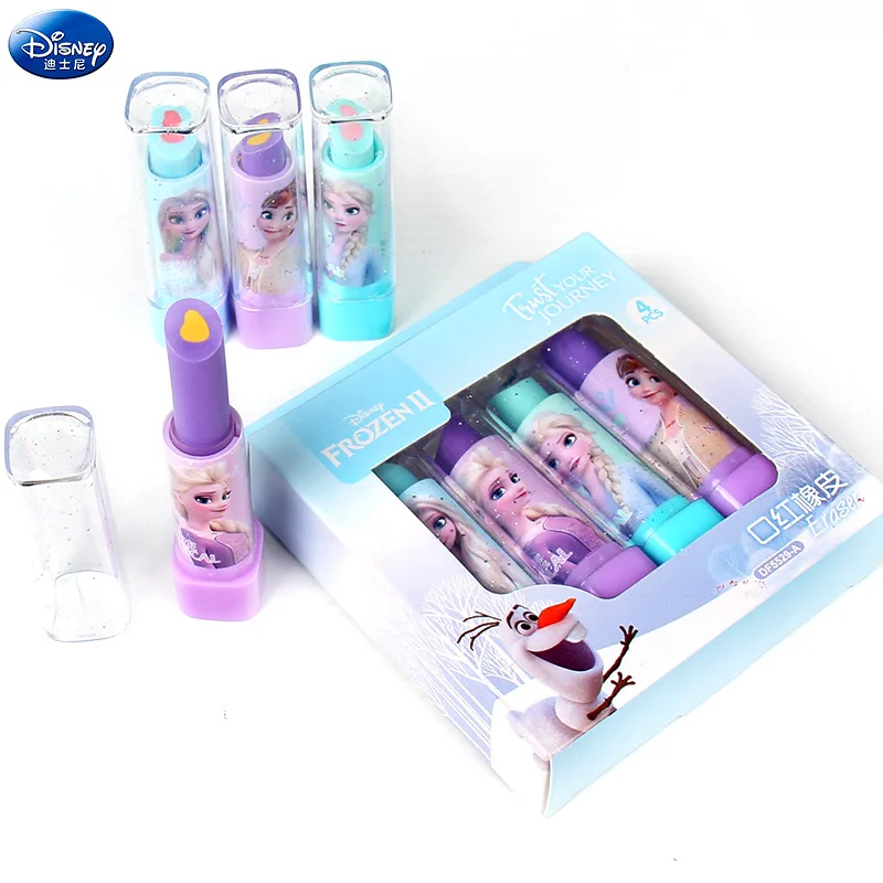 4 stücke Disney Kinder Lippenstift Radiergummi Kawaii Elsa Prinzessin Gummi Radiergummi Briefpapier Student Preis Büro Schule Briefpapier Lieferungen